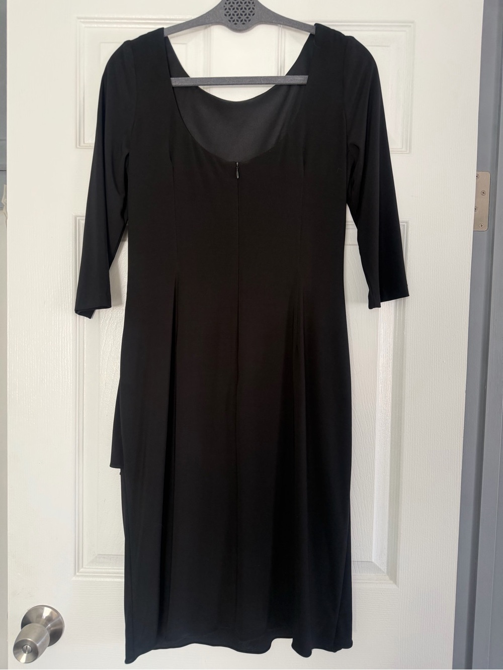 Alex Evenings Black Midi Dress with Rhinestone Brooch - Picture 2 of 7